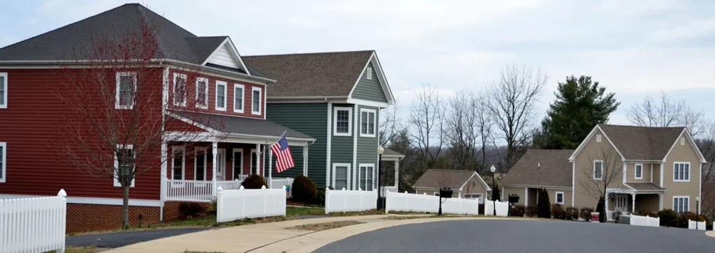 Street of modern homes in USA